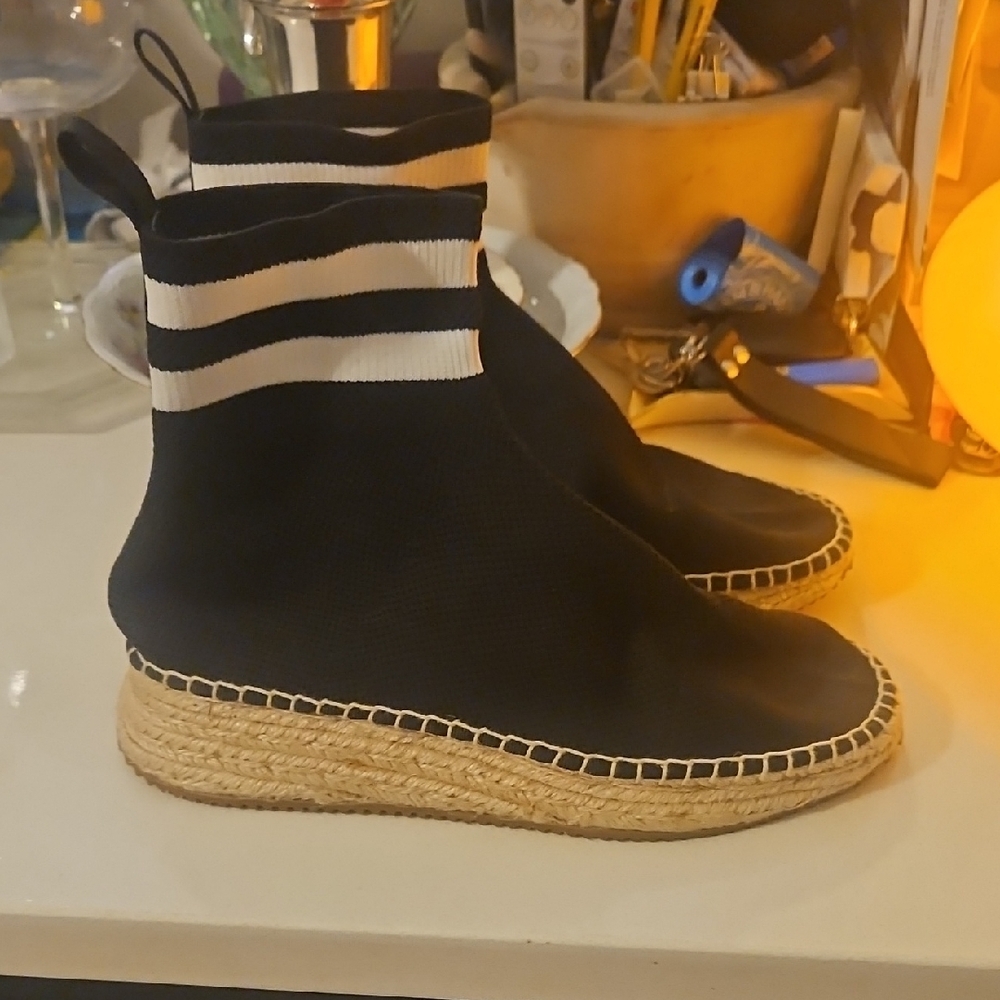 Alexander Wang Black and White Knit Espadrille Boots - Picture 4 of 6